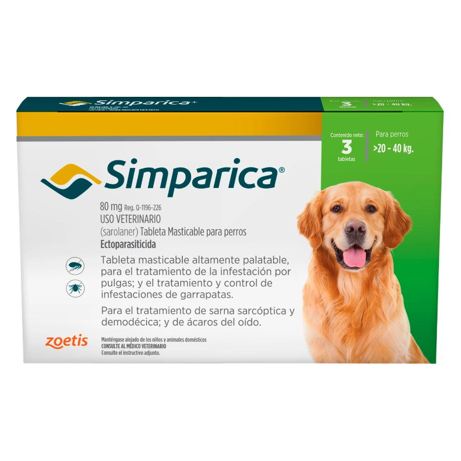 Simparica Antipulgas 80mg (20 a 40kg) x Caja