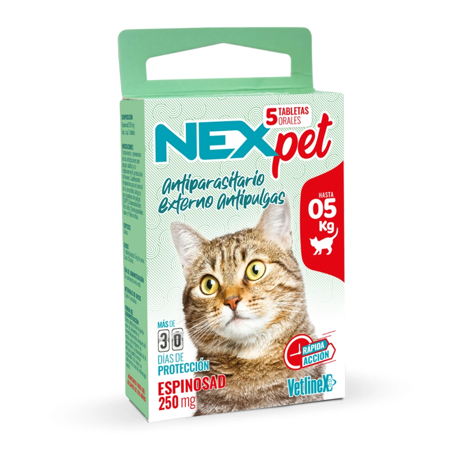 Vetlinex Nex Pet Gato Pastilla Antipulgas Para 5 Kg X 5 Un.