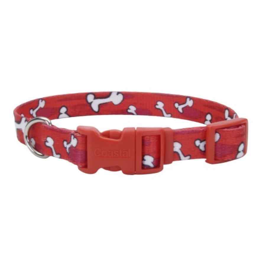 Coastal Collar Pet Attire Styles Small 5/8' X 14' Rojo C/Huesitos, , large image number null