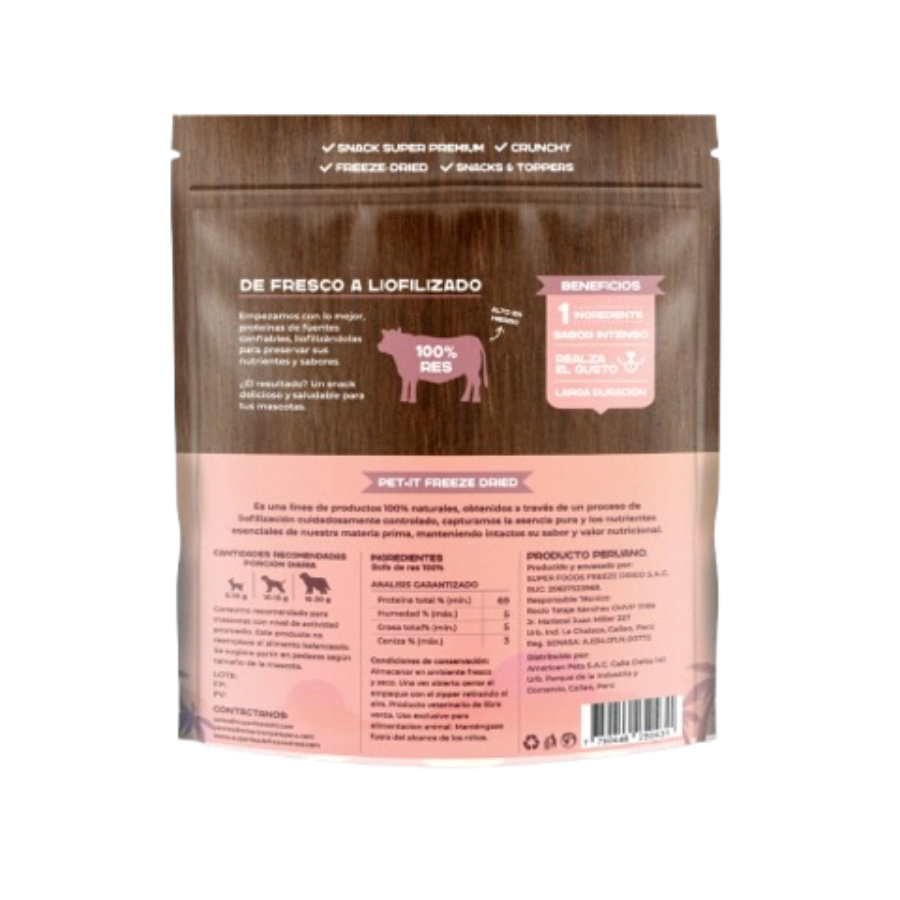 Pet It Snack Liofilizado Bofe De Res 30Gr, , large image number null