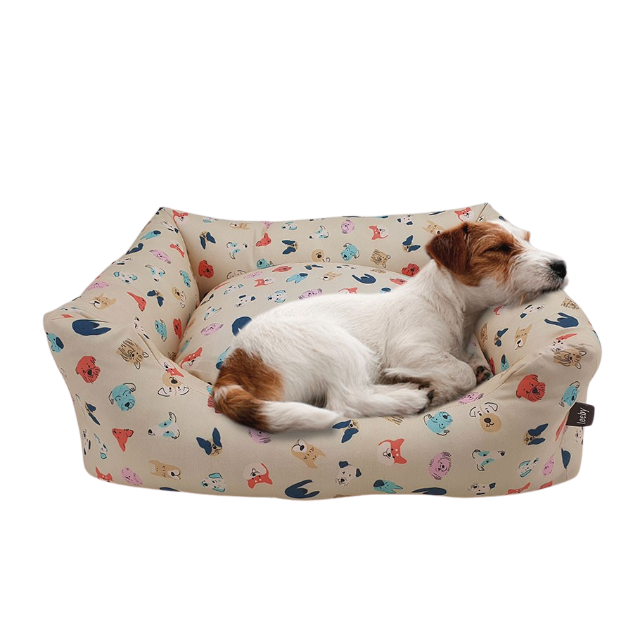 Leeby Cuna Con Cojín Desenfundable Beige Estampado Cómic para perros, , large image number null