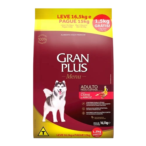 Gran Plus Menu Perro Adulto Sabor Carne & Arroz 16.5 Kg