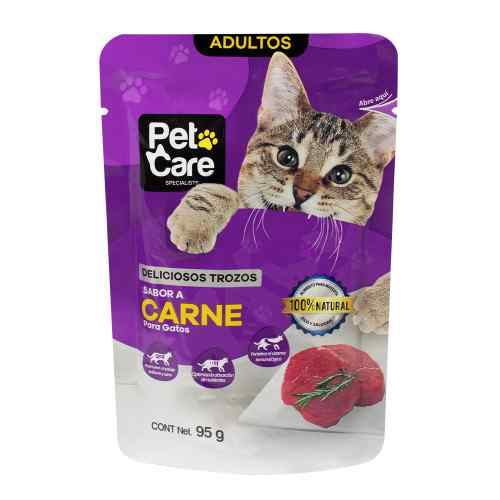 Pet Care Pouches Gato Sabor Carne 95g image number null