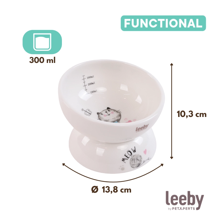 Tazón elevado cerámico Leeby con escala de capacidad